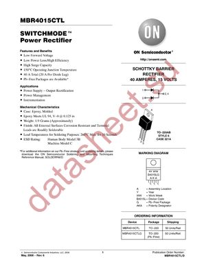 MBR4015CTL datasheet  